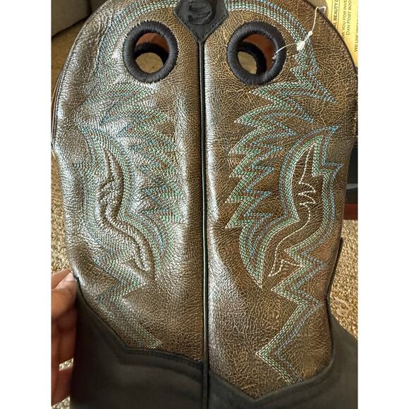 NEW Dan Posts Duece Cowboy Boots Size 10 Blqck/Brown/Blue/White Leather Sq Toe‎ - Picture 3 of 8
